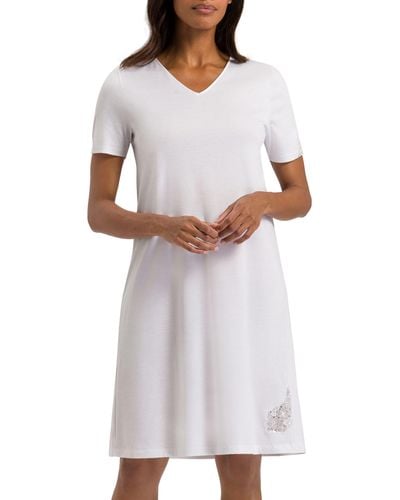 Hanro Michelle Short Sleeve Cotton Nightgown - White