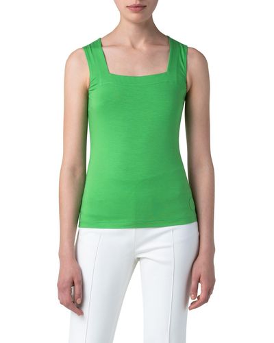 Akris Punto Square Neck Sleeveless Fitted Top - Green