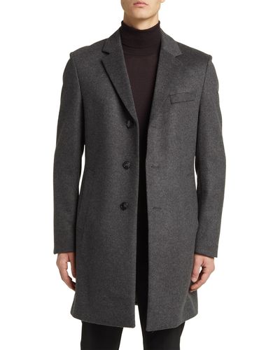 BOSS Hyde Longline Wool Blend Coat - Gray