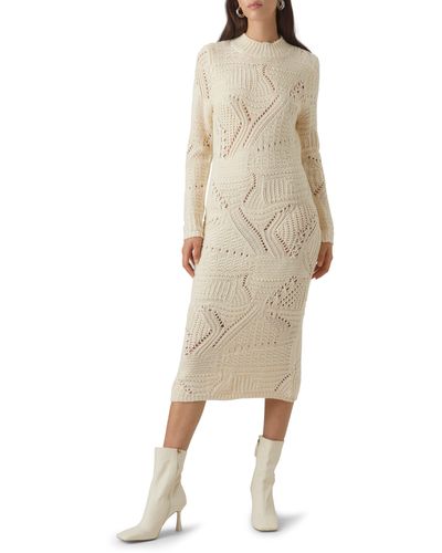 Vero Moda Nella Mock Neck Sweater Dress - Natural
