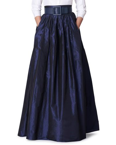 Carolina Herrera High Waist Silk Ball Skirt - Blue