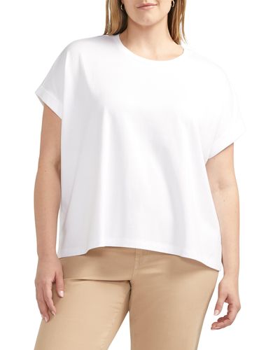 Jag Drapey Cuff Cotton & Modal T-shirt - White