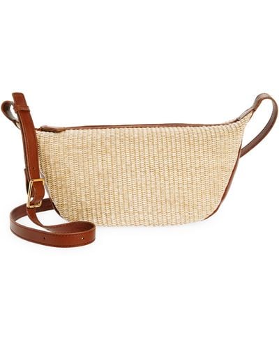 Madewell The Sling Raffia & Leather Crossbody Bag - Natural