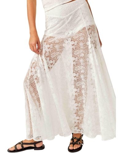 Free People Beat Of The Moment Floral Embroidery Maxi Skirt - White