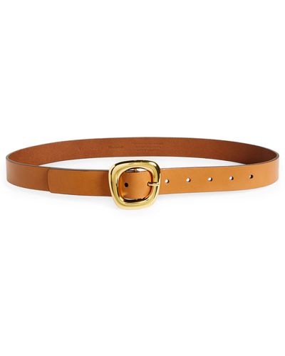 Madewell Puffed Buckle Leather Belt - Brown