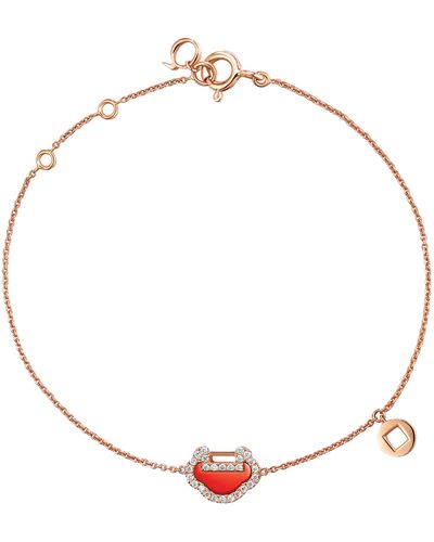 Qeelin Petite Yu Yi Red Agate & Diamond Station Bracelet - Metallic