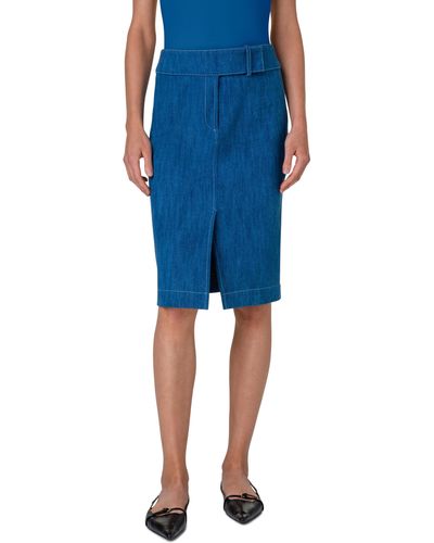 Akris Punto Denim Pencil Skirt - Blue