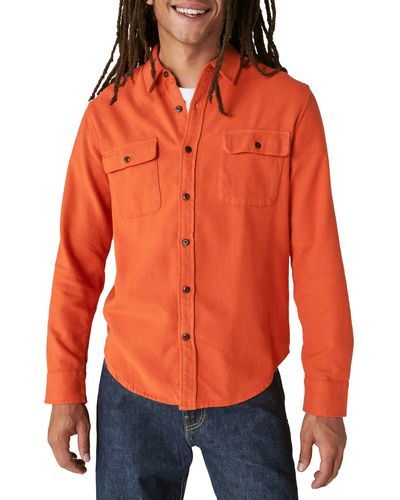 Lucky Brand Cloud Flannel Workwear Button-up Shirt - Orange