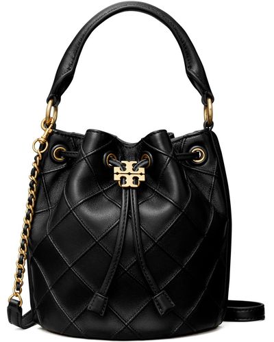 Tory Burch Small Fleming Soft Leather Bucket Bag - Black