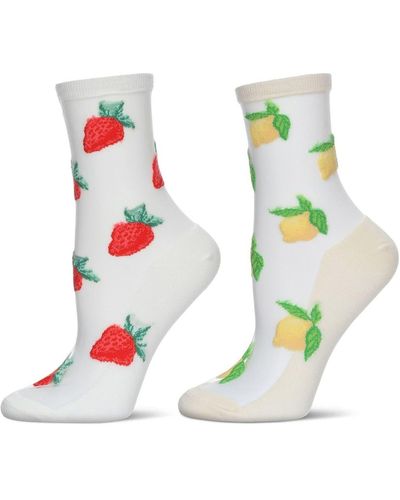 Memoi Strawberry & Lemon Assorted 2-pack Ankle Socks - Multicolor