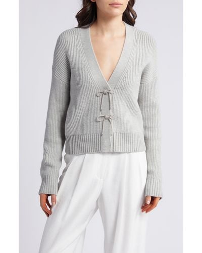 French Connection Babysoft Sparkle Bow Cardigan - Gray