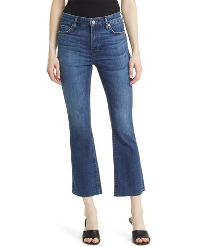 AG Jeans Farrah High Waist Raw Hem Crop Bootcut Jeans - Blue