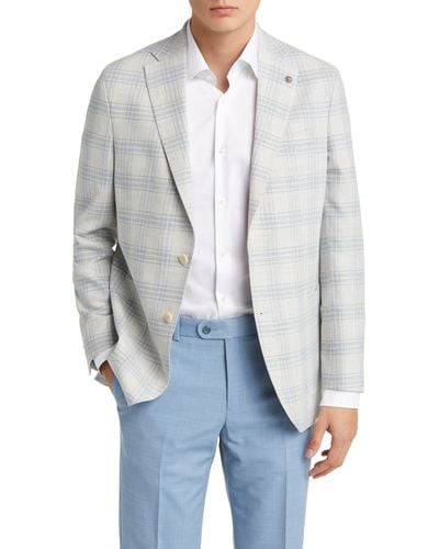 Jack Victor Hampton Plaid Wool & Linen Blend Sport Coat - Blue