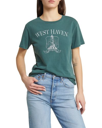 GOLDEN HOUR West Haven Lighthouse Graphic T-shirt - Blue
