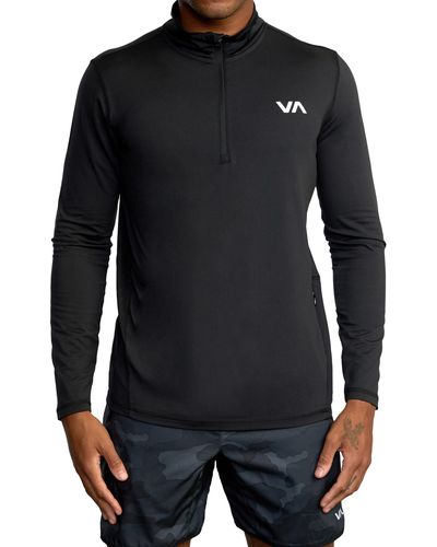 RVCA Recycled Polyester Blend Quarter Zip Pullover - Black