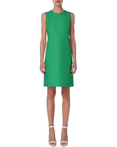 Akris Cotton & Silk Blend Sleeveless Sheath Dress - Green