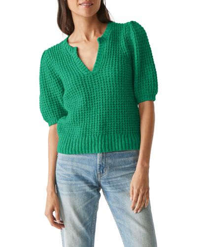 Michael Stars Gemma Waffle Stitch Sweater - Green