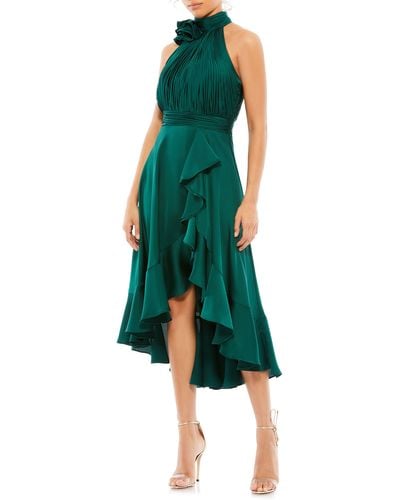 Mac Duggal Pleated Bodice High-low Satin Cocktail Dress - Green