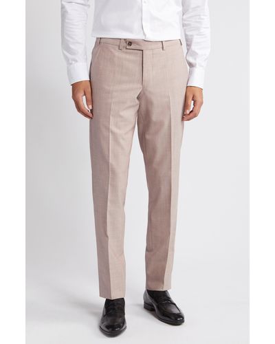 Ted Baker Jerome Trim Fit Soft Constructed Flat Front Wool & Silk Blend Dress Pants - Multicolor