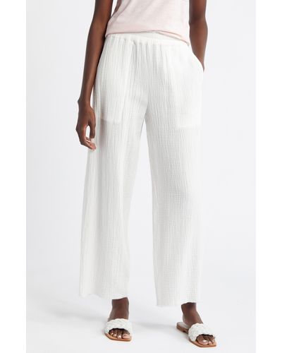 Rails Leon Crinkled Organic Cotton Crop Pants - White