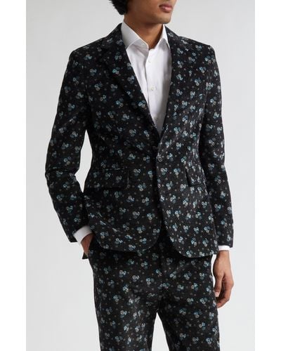 Bode Chicory Floral Cotton Corduroy Suit Jacket - Green