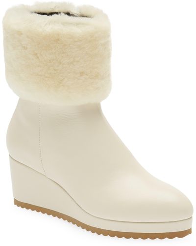 Cecelia New York Geramy Faux Fur Cuff Wedge Boot - White