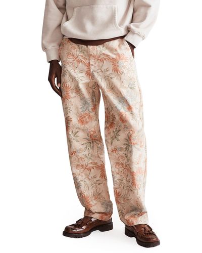Madewell Floral Straight Leg Canvas Pants - Natural
