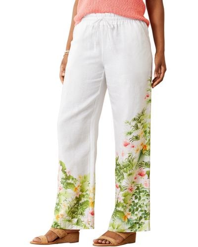 Tommy Bahama Floral Riviera Linen Drawstring Pants - White