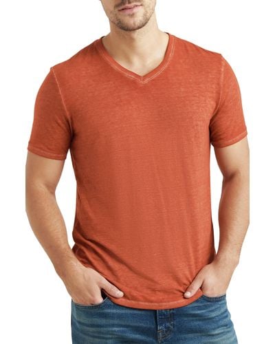 Lucky Brand Venice Burnout V-neck T-shirt - Orange