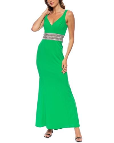 Marina Bead Waist Detail Sleeveless Gown - Green