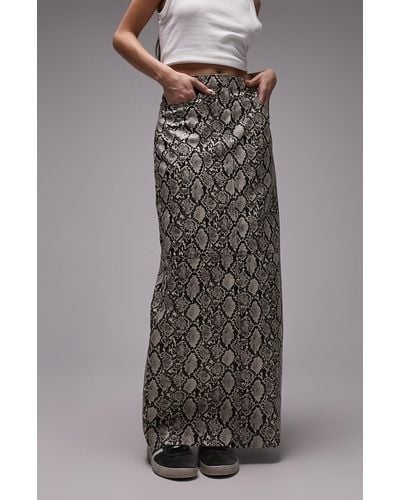 TOPSHOP Faux Leather Maxi Skirt - Gray