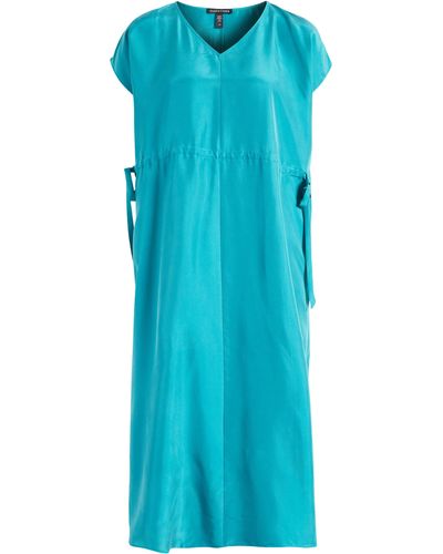 Eileen Fisher Cap Sleeve Silk Dress - Blue