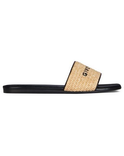 Givenchy Logo Raffia Flat Slide Sandal - White