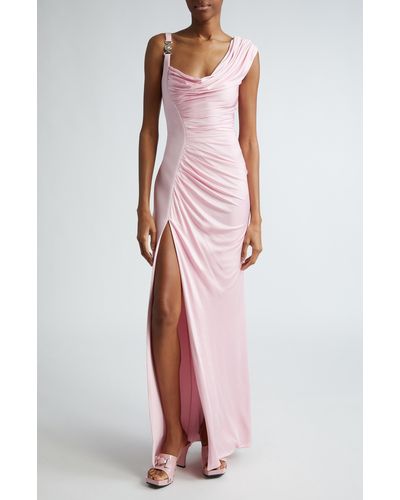 Versace Medusa '95 Draped Crepe & Jersey Gown - Pink