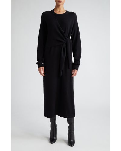 Maria McManus Knot Long Sleeve Recycled Cashmere & Organic Cotton Sweater Dress - Black