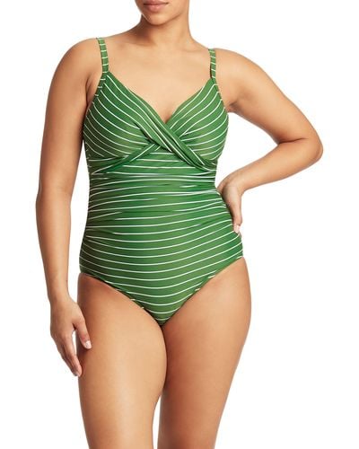 Sea Level Twist Front Dd- & E-cup Multifit One-piece Swimsuit - Green