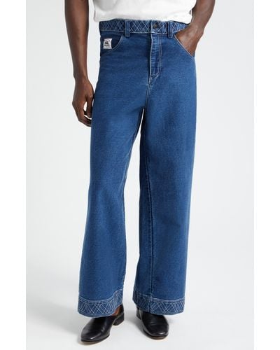 Bode Knolly Brook Nonstretch Denim Wide Leg Jeans - Blue