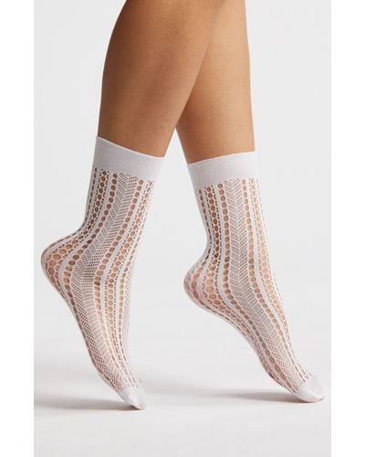 Oroblu Twins Assorted 2-pack Open Knit Crew Socks - White