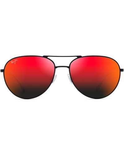 Maui Jim Walaka 57mm Polarizedplus2® Aviator Sunglasses - Red