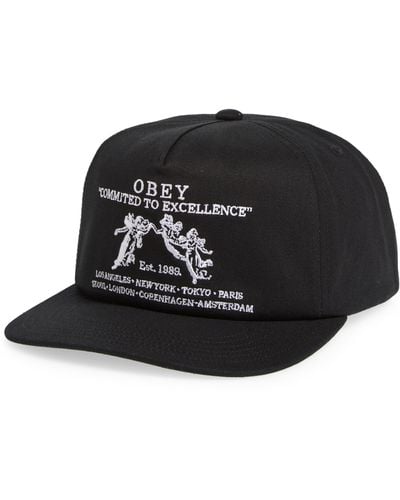 Obey Committed To Excellence Snapback Baseball Cap - Black