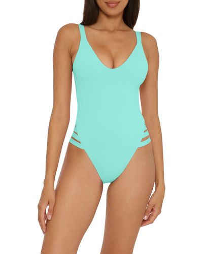 Becca Color Code Leg Inset One-piece Swimsuit - Blue