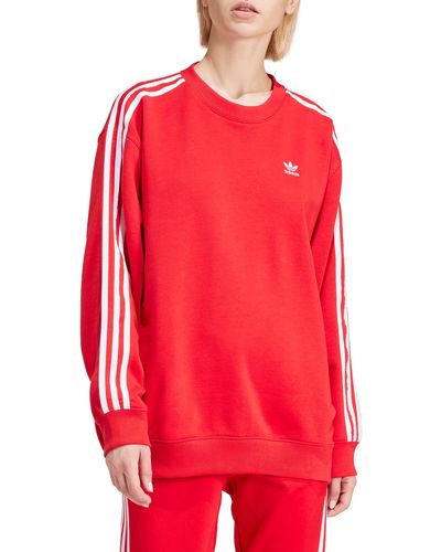 adidas Oversize Cotton Blend Sweatshirt - Red