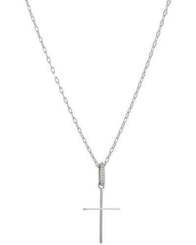 Nadri Cubic Zirconia Cross Pendant Necklace - Blue