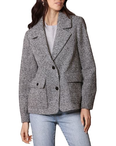 Avec Les Filles Cocoon Relaxed Fit Tweed Blazer - Gray
