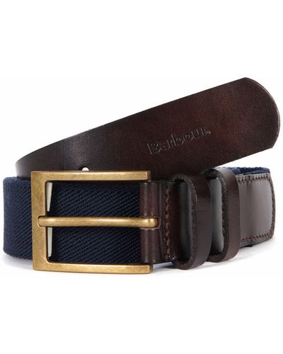 Barbour Albyn Leather Trim Webbing Belt - Brown