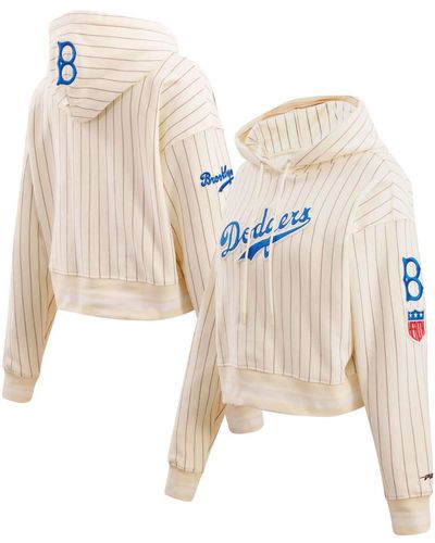 Pro Standard Brooklyn Dodgers Pinstripe Retro Classic Cropped Pullover Hoodie At Nordstrom - Natural