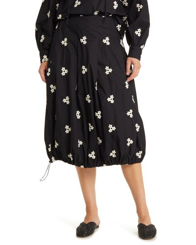 Masai Steph Floral Embroidery Bubble Skirt - Black