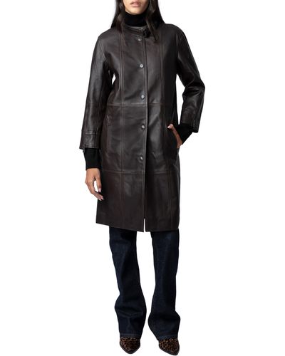 Zadig & Voltaire Mira Leather Coat - Black