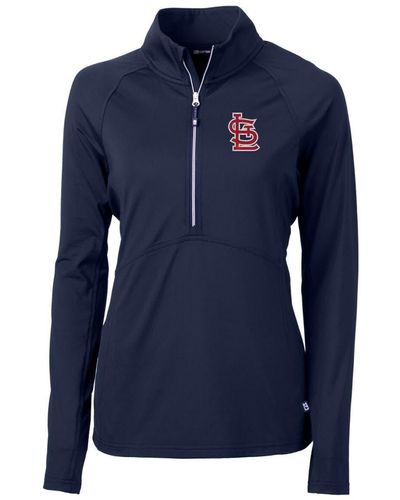 Cutter & Buck St. Louis Cardinals Adapt Eco Knit Stretch Half-zip Pullover Top At Nordstrom - Blue