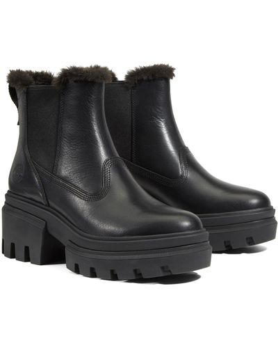 Timberland Everleigh Faux Fur Lined Platform Chelsea Boot - Black